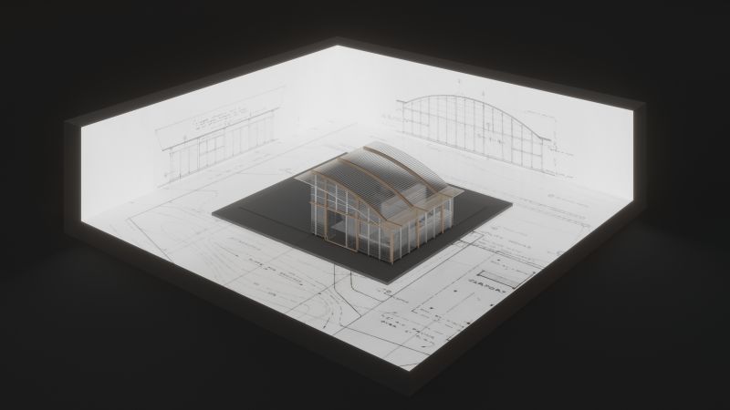 Eames Modular House Model <br>Architecture: <a target='_blank' href='https://www.eamesoffice.com/modular-house/'>Charles & Ray Eames </a>